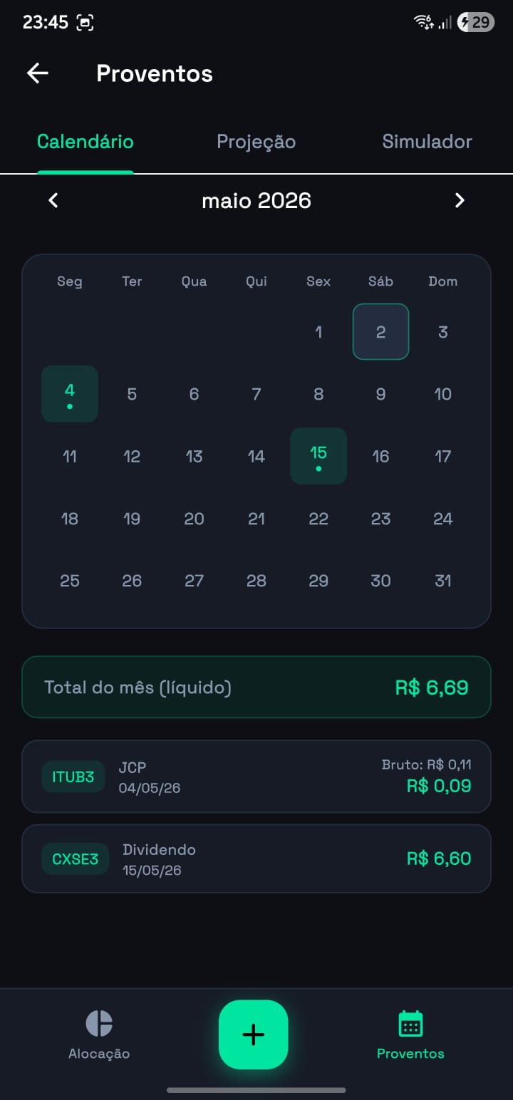 Calendário de proventos